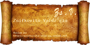 Zsifkovits Valéria névjegykártya